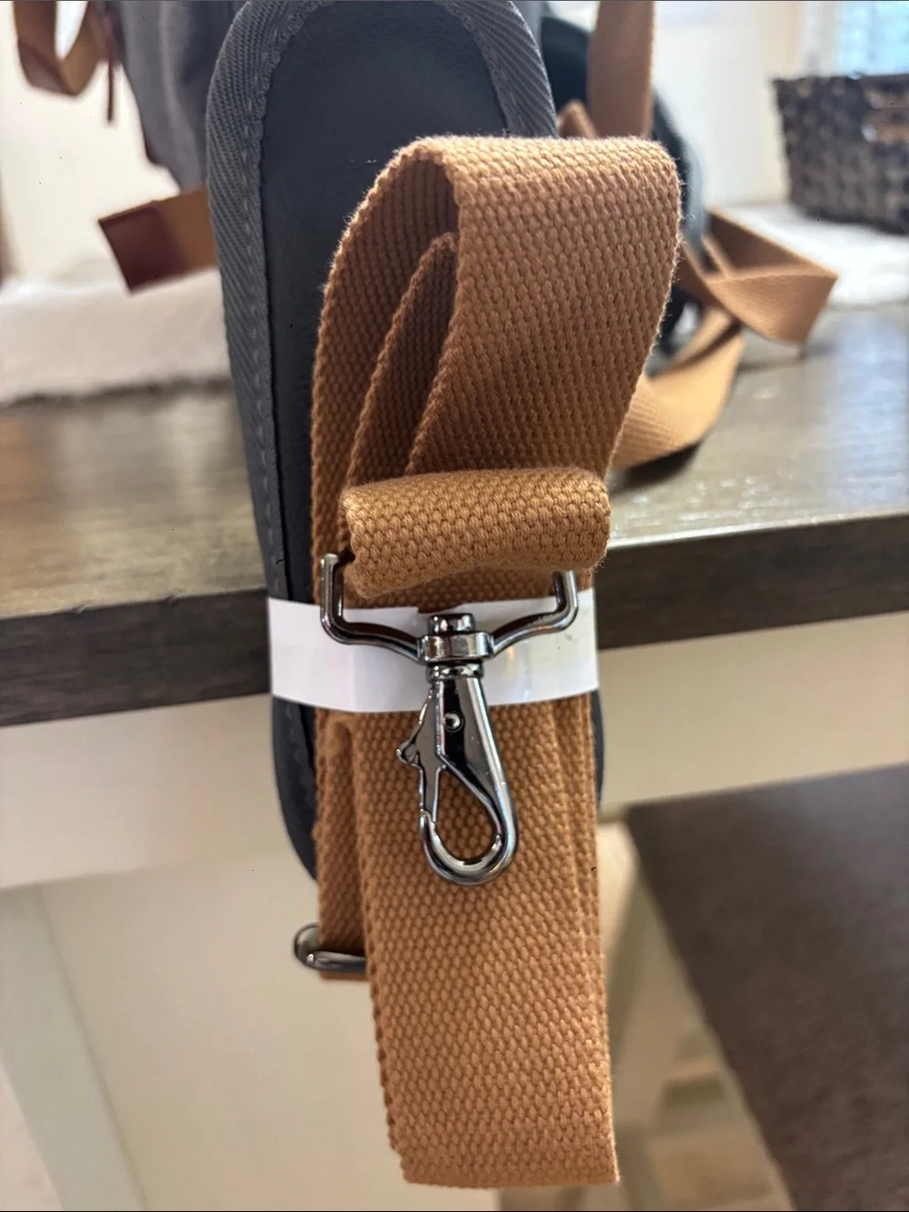 Gray Canvas Weekender Bag with Brown Accents